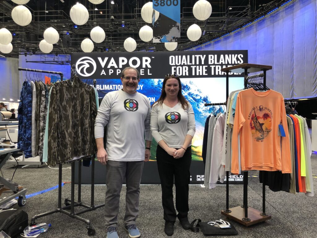 Image of Jim and Shelby at Vapor Apparel Booth